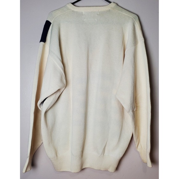 FLAWS Vintage Pringle Of Scotland Men's Large Cotton Sweater Old Money V Neck - Picture 2 of 12